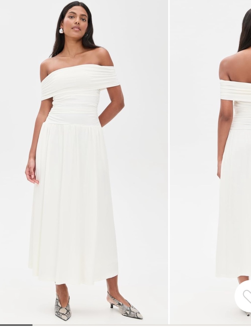 NIA Tammy Off-Shoulder White Maxi Dress